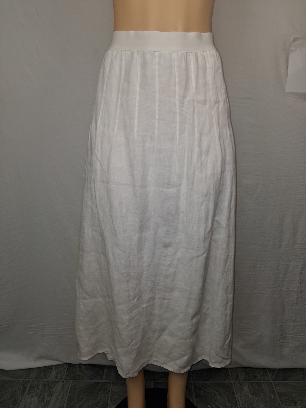 J. Jill New Women White Linen Maxi Skirt with Gathered Waist Size S - Picture 3 of 16